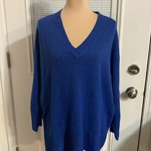 Royal blue sparkly V neck sweater